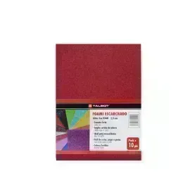 Goma Eva Glitter, Tam. Oficio, 2 mm, Pack x 10 h. Rojo 
