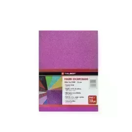 Goma Eva Glitter, Tam. Oficio, 2 mm, Pack x 10 h. Fucsia 