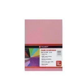 Goma Eva Glitter, Tam. Oficio, 2 mm, Pack x 10 h. Rosado Claro