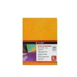 Goma Eva Glitter, Tam. Oficio, 2 mm, Pack x 10 h. Naranja