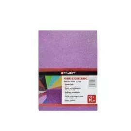 Goma Eva Glitter, Tam. Oficio, 2 mm, Pack x 10 h. Lila