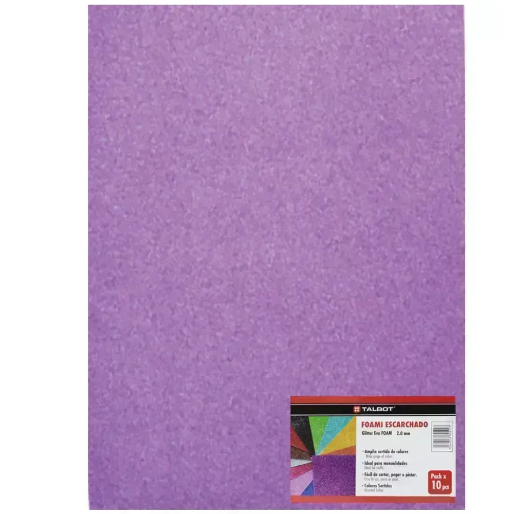 Goma Eva Glitter, Tam. 50 cm x 70 cm, 2 mm, Pack x 10 h. Lila