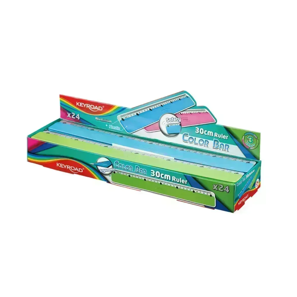 Regla Plástica-Aluminio, Color Bar, 30 cm., Und