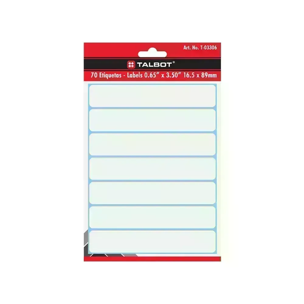 Etiquetas par Folder, Blancas, Tam. 0.65" x 3.50", Pack x 70 Labels