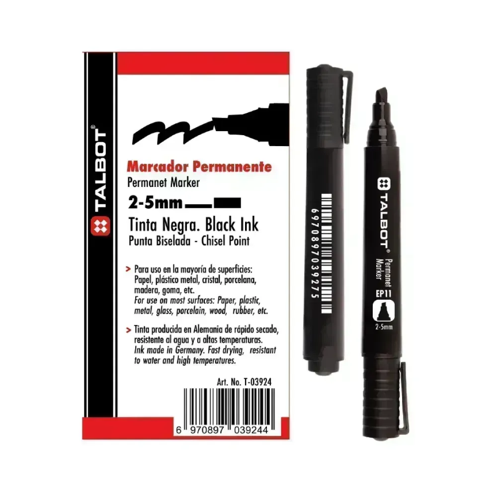 Marcador Permanente, EP11, Bis. 2.0-5.0 mm, Negro, Caja x 12 Unds. 