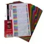 Separ. plásticos, Multicolor, Tam. A4, Números 1 al 31