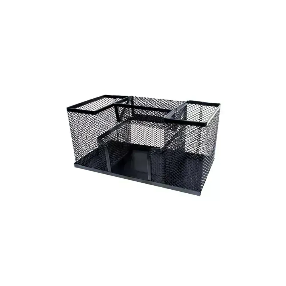 Organizador de Escritorio, Metal, 4 divisiones, Negro. 1 Und