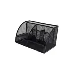 Organizador de Escritorio, Metal, 3 div + Portanotas, Negro. 1 Und
