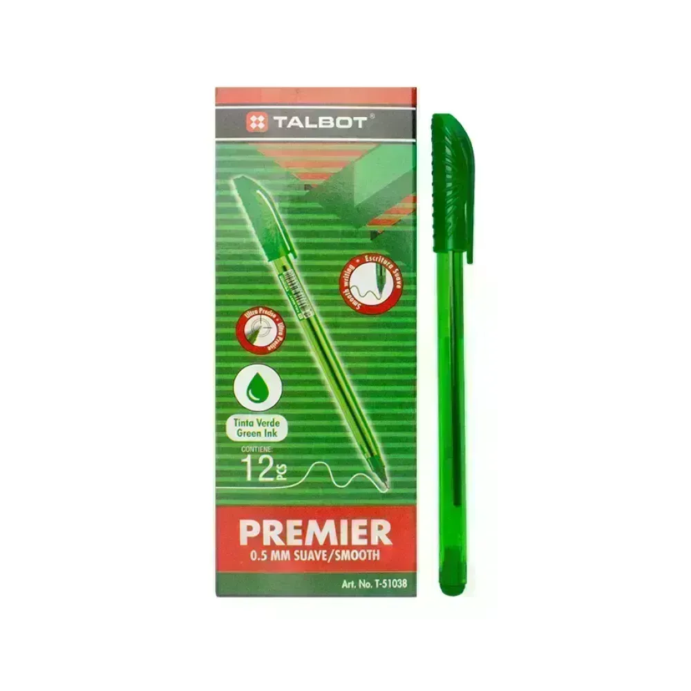 Bolígrafo, Premier, 0.5, Verde, Caja x 12 Unds.