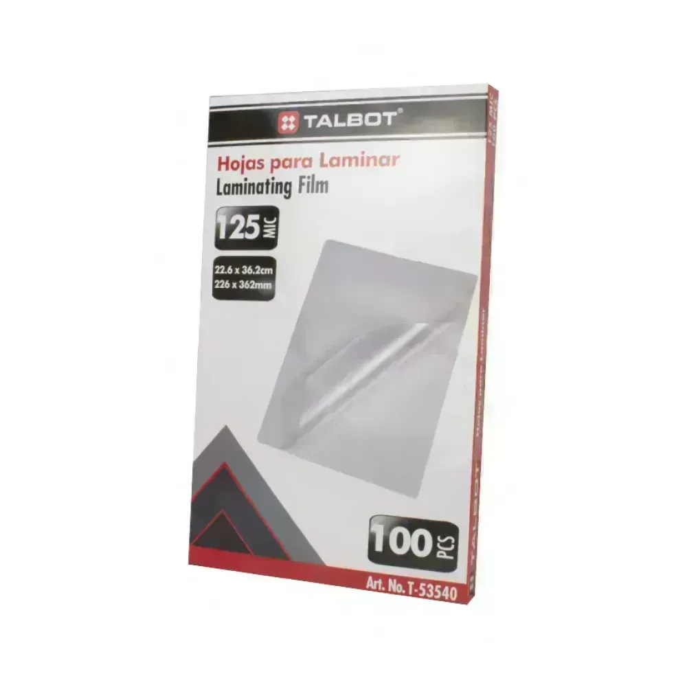 Hojas para Laminar/Enmicar, 226 x 362 mm (8.8" x 14"), 125 mic. Caja x 100 hojas.