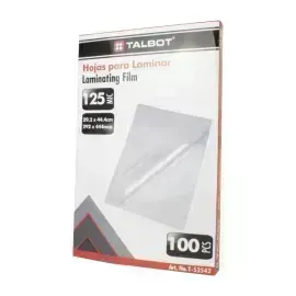 Hojas para Laminar/Enmicar, 292 x 444 mm (11.5" x 17.5"), 125 mic. Caja x 100 hojas.