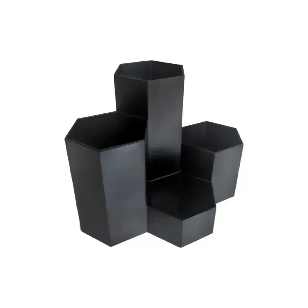 Organizador de Escritorio, Negro, 4 divisiones. Mat. Plástico HIPS, 1 Und.