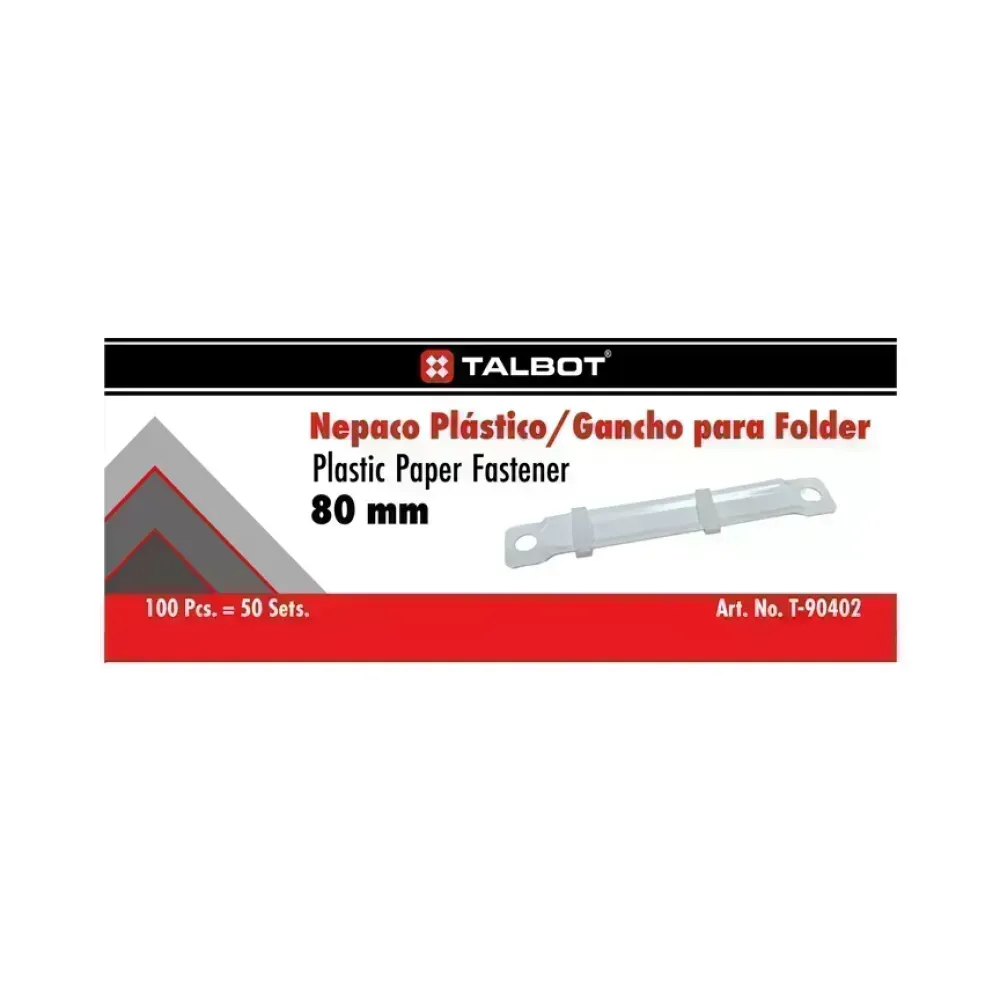 Fastener Plástico Blanco, 80 mm, Caja x 100 Unds. (50 pares)