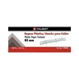 Fastener Plástico Blanco, 80 mm, Caja x 100 Unds. (50 pares)