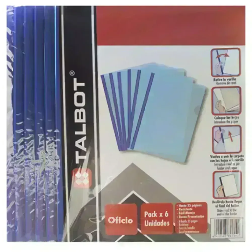 Flip Plástico, Tam. Oficio, Azul, Pack x 6 Unds.