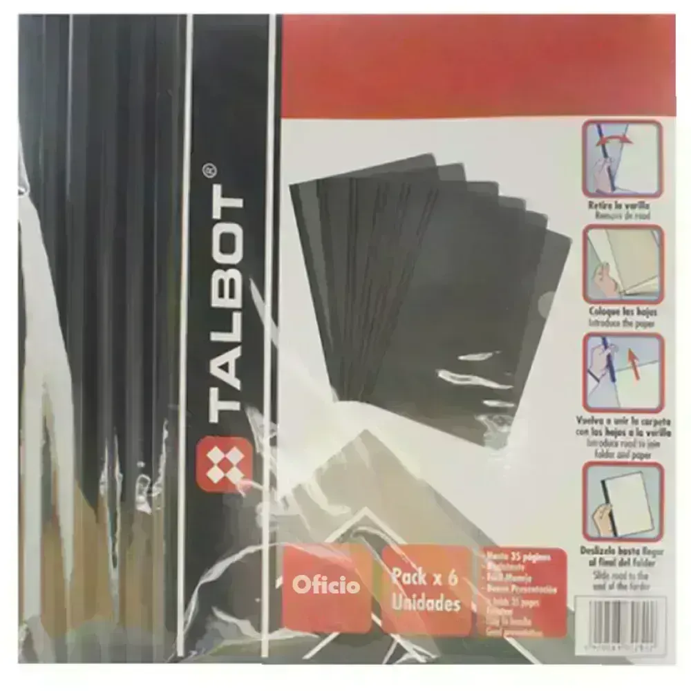 Flip Plástico, Tam. Oficio, Negro, Pack x 6 Unds.
