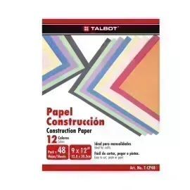 Block de Papel de Construcción, 22.8 cm x 30.5 cm (9"x12"), 48 hojas. 12 Colores Surtidos