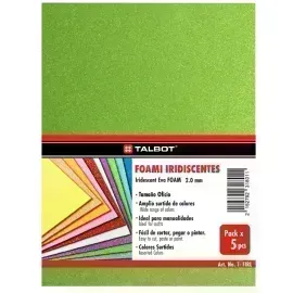 Goma Eva Iridescent Glitter, Tam. Oficio, 2 mm, Pack x 10 h. Verde