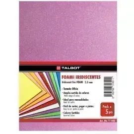 Goma Eva Iridescent Glitter, Tam. Oficio, 2 mm, Pack x 10 h.  Rosado Claro