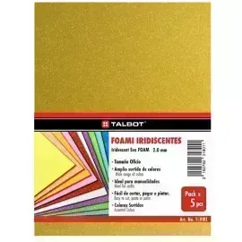 Goma Eva Iridescent Glitter, Tam. Oficio, 2 mm, Pack x 10 h.  Naranja Tumbo
