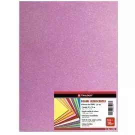 Goma Eva Iridescent Glitter, Tam. 50 cm x 70 cm, 2 mm, Pack x 10 h.  Rosado Claro