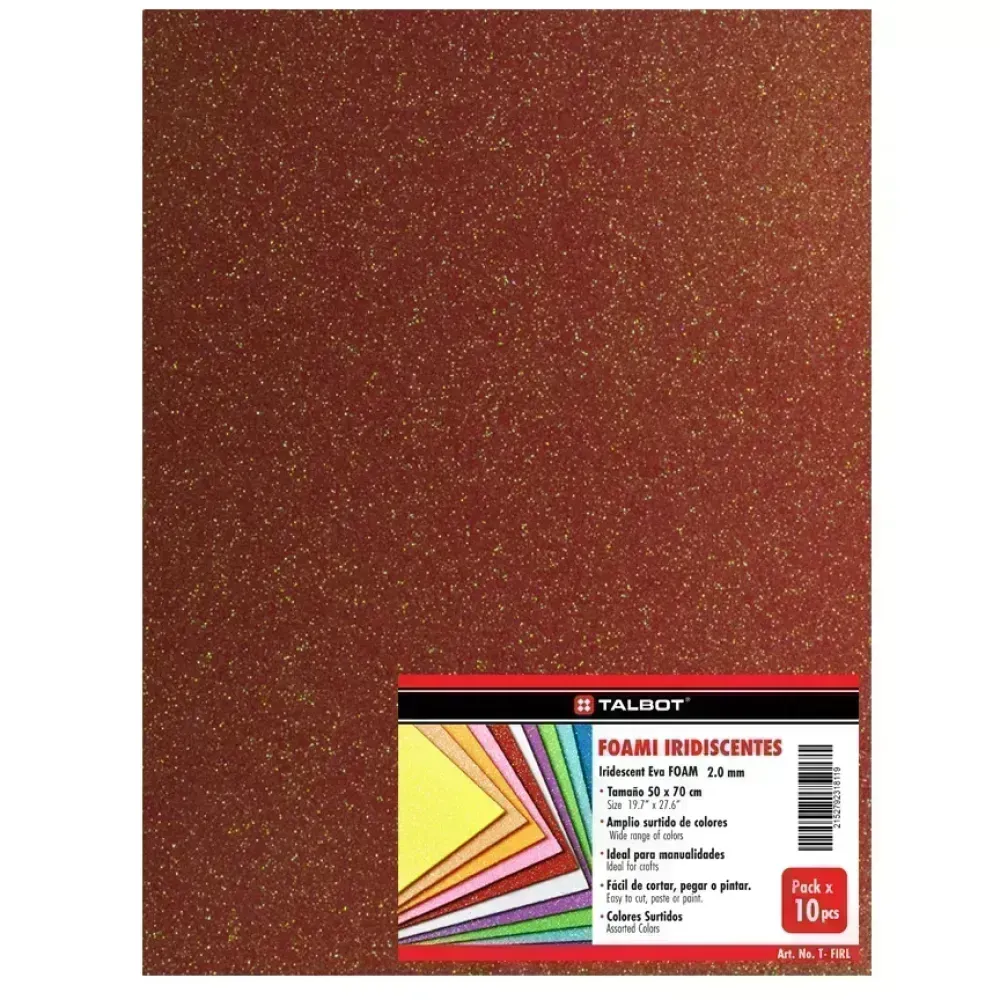 Goma Eva Iridescent Glitter, Tam. 50 cm x 70 cm, 2 mm, Pack x 10 h.  Rojo