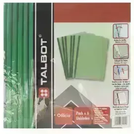 Flip Plástico, Tam. Oficio, Verde, Pack x 6 Unds.