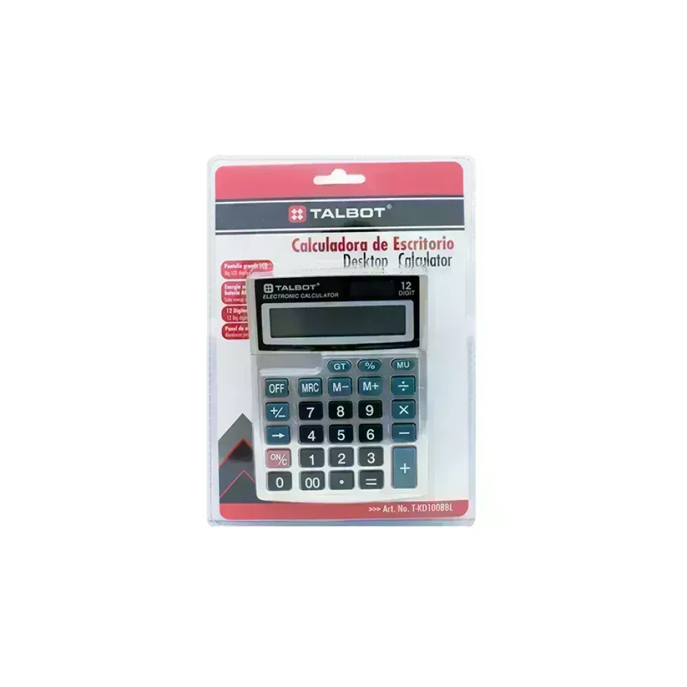 Calculadora, Escritorio, Med. 12 dígitos, solar y baterías, 1 Und.