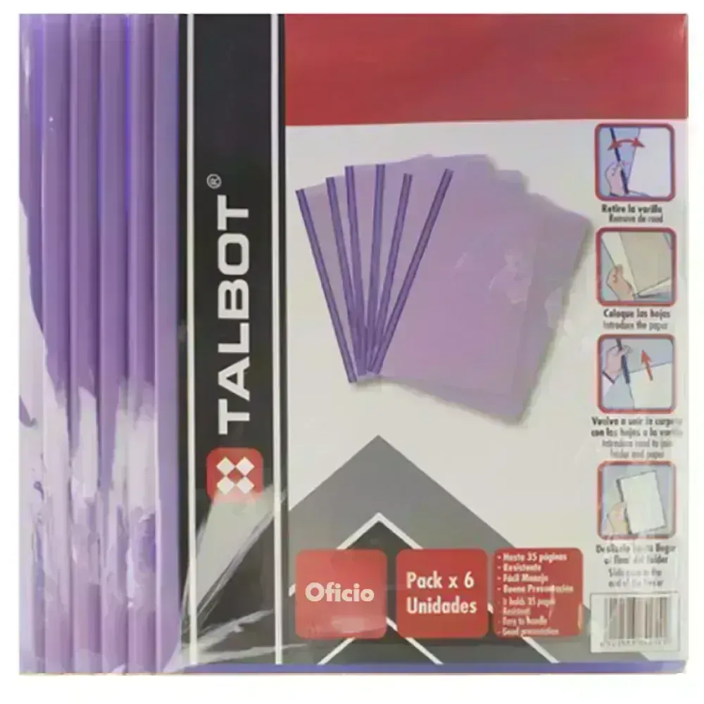 Flip Plástico, Tam. Oficio, Morado, Pack x 6 Unds.