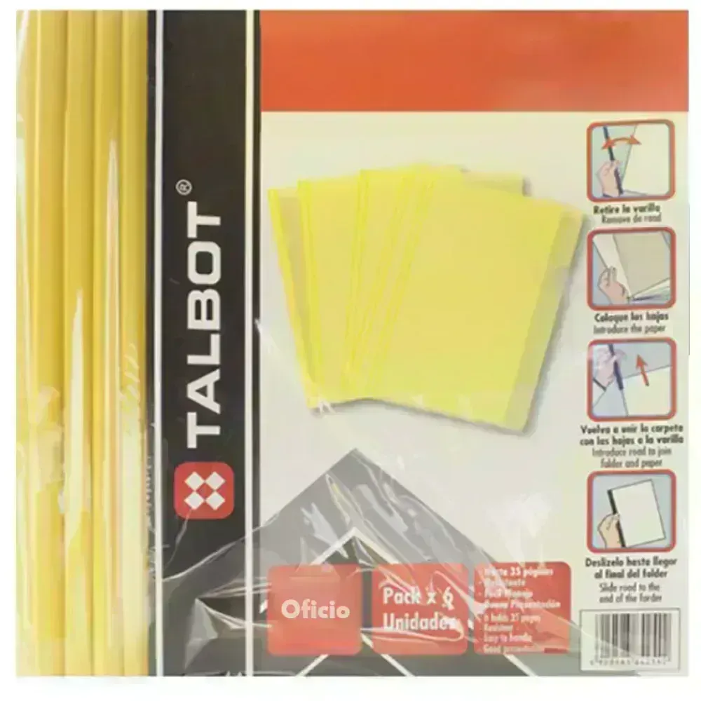 Flip Plástico, Tam. Oficio, Amarillo, Pack x 6 Unds.