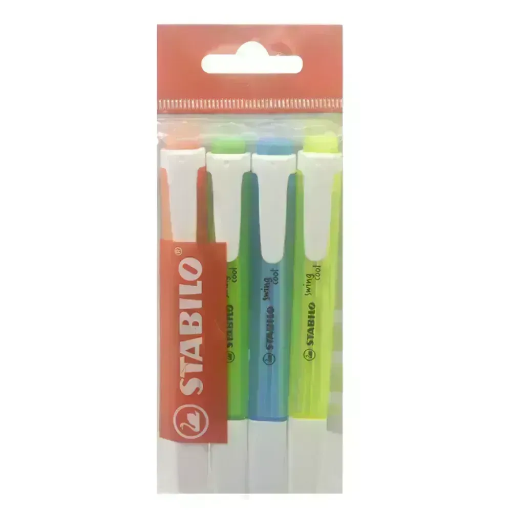 Resaltador, Swing Cool, Punta Biselada 1.0-4.0 mm, Pack x 4 Unds. Colores Surtidos
