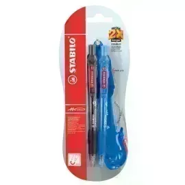 Bolígrafo Retractil, Marathon 318, Punta Media 0.45 mm, Blister x 2 Unds., Azul y Negro