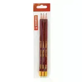 Lápices de Grafito, Swano, HB, Barniz Rojo, Cuerpo Hexagonal, Mina 2.2 mm, c/Borrador, Pack x 3 Unds.