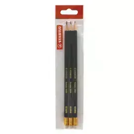 Lápices de Grafito, Swano, HB, Barniz Negro, Cuerpo Hexagonal, Mina 2.2 mm, c/Borrador, Pack x 3 Unds.