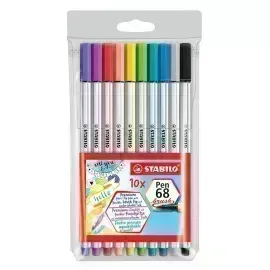 Marcador, Pen 68 Brush, Punta Pincel Flexible, Estuche x 10 Unds. 10 Colores Surtidos