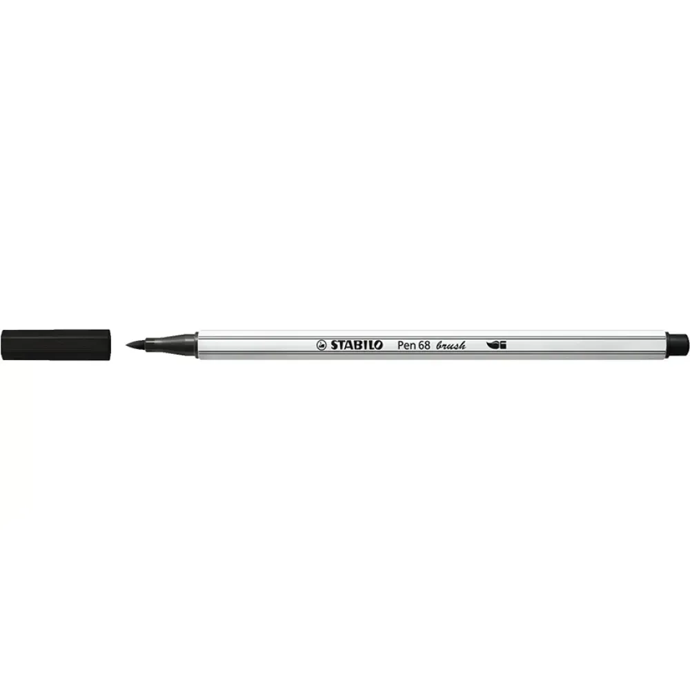 Marcador, Pen 68 Brush, Punta Pincel Flexible, Negro, Unidad