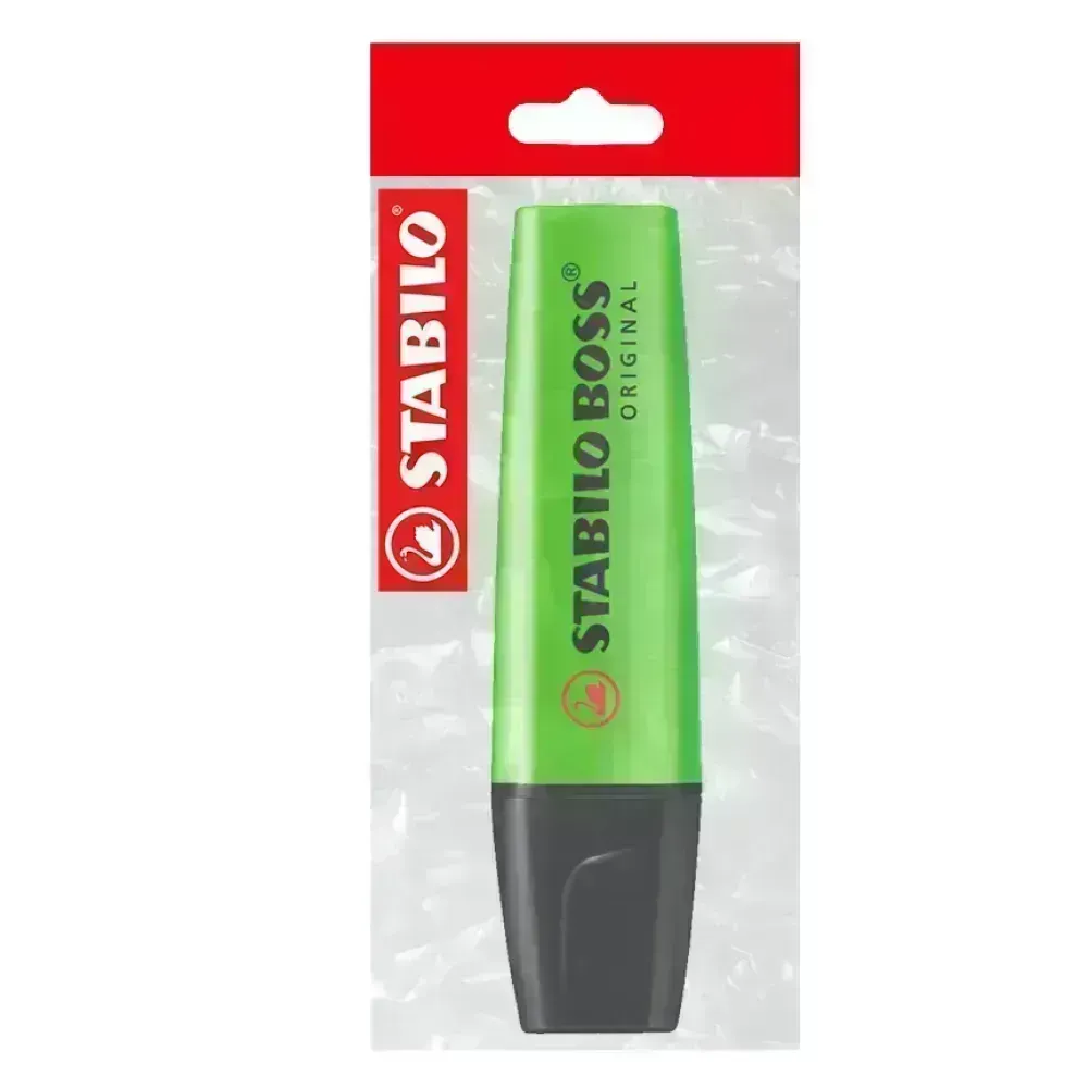 Resaltador, Boss, Punta Biselada 2.0-5.0 mm, Colores Fluo, Verde, Pack x 1 Und.