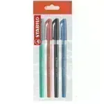 Bolígrafo, Excel 828, Punta Fina 0.38 mm, cuerpo opaco, Pack x 4 Unds. Azul, Negro, Rojo, Verde