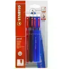 Bolígrafo, Excel 828NF, Punta Aguja 0.38 mm, cuerpo opaco, Blister x 4 Unds., 2x Azul, 1x Negro, 1xRojo.