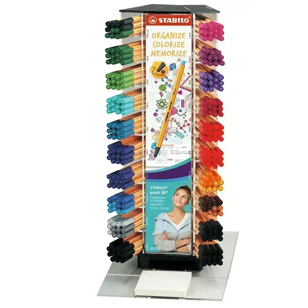 Micropunta/Felpa, Point 88, Punta Fina  0.4 mm, Exhibidor x 240 Unds, 20 Colores Surtidos