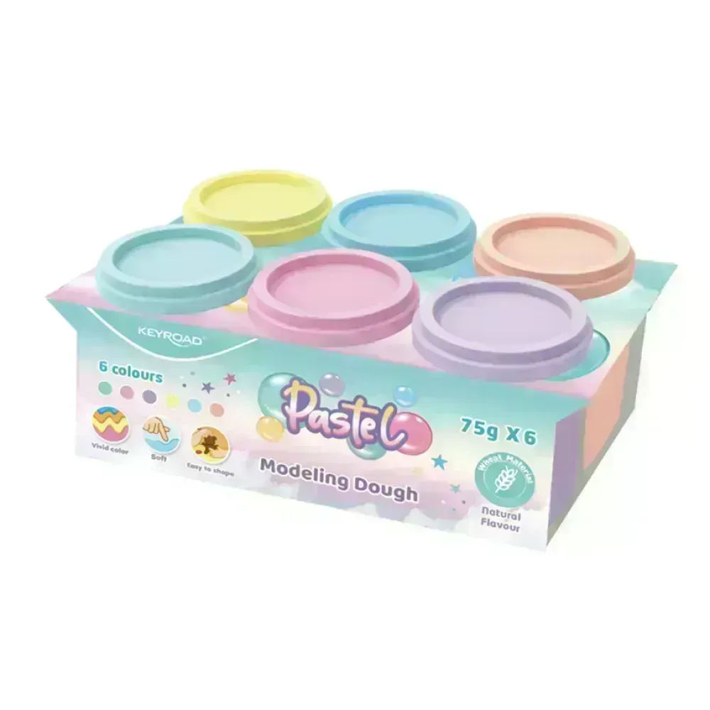 Masillas, Play Dough, Caja 6 Potes - Color Pastel x 75 g. c.u. Col. Surt.