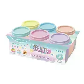 Masillas, Play Dough, Caja 6 Potes - Color Pastel x 75 g. c.u. Col. Surt.