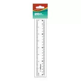 Regla Plástica, Rígida, 20 cm. (solo cm), Pack x 1 Und.