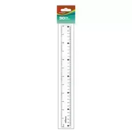 Regla Plástica, Rígida, 30 cm. (solo cm), Pack x 1 Und.